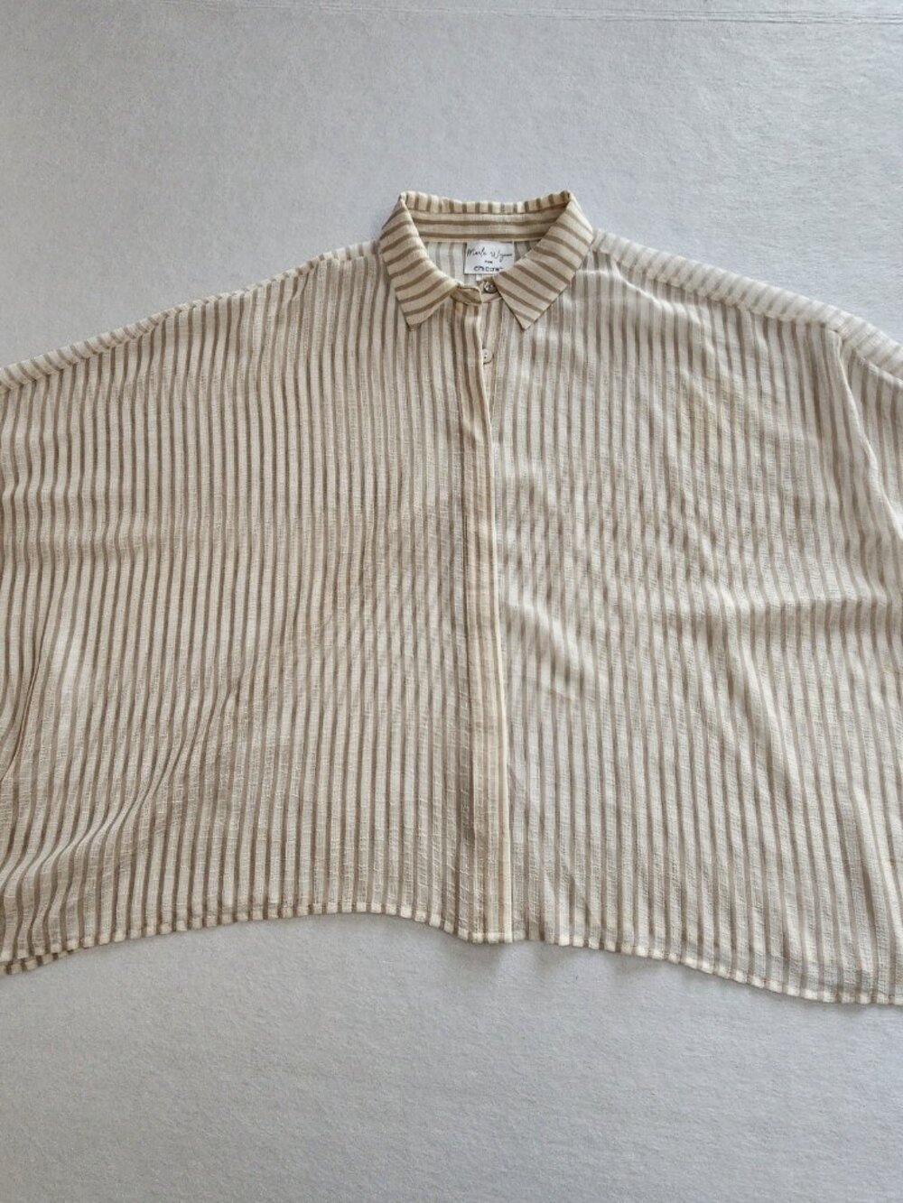 Chicos Marla Wynne Beige And White Flowy dolman sleeve shear blouse size large - Picture 3 of 8